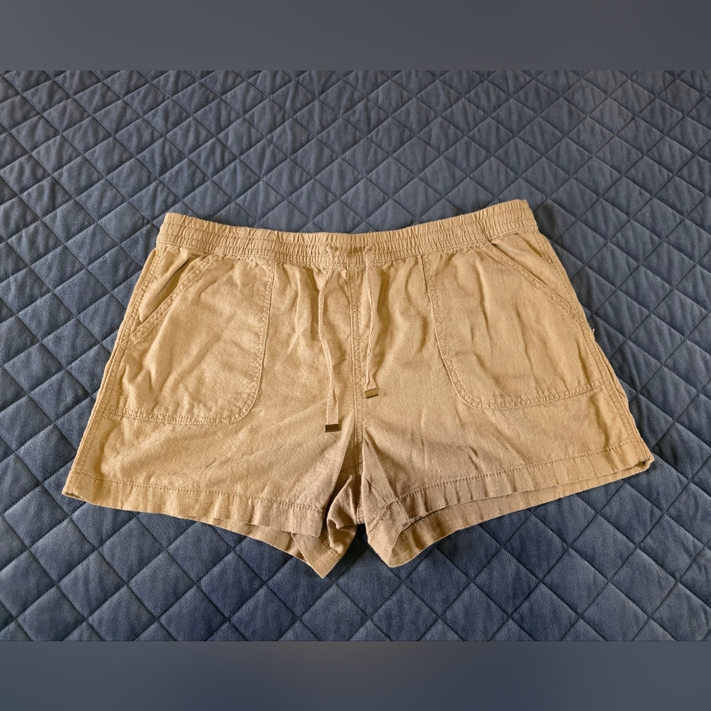 Time and Tru Women's Tan Linen Blend Shorts Sz XL